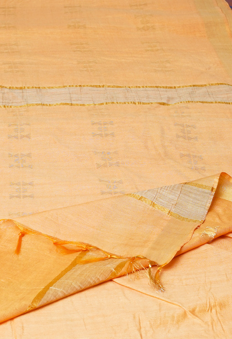 Peach Orange  Chanderi Sico Saree-UNM72993