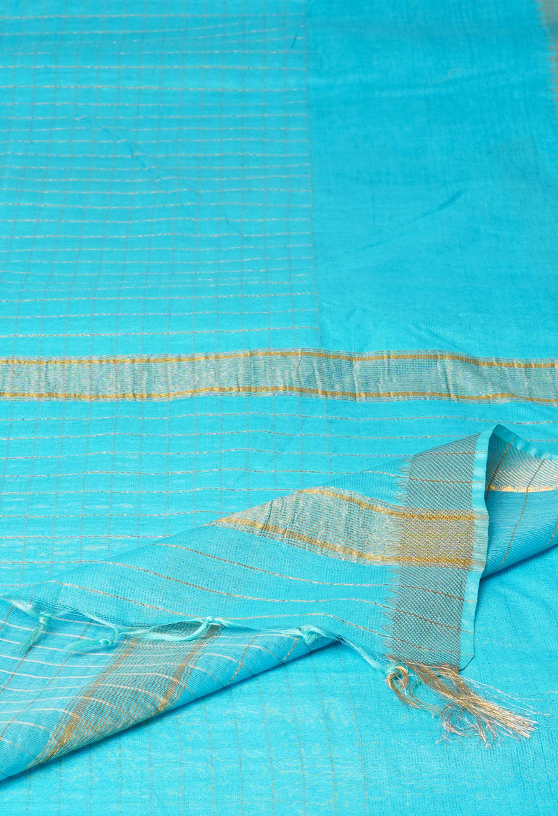 Blue  Chanderi Sico Saree-UNM72994