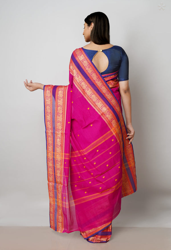 Pink Pure Handloom Pavani Handcrafted Kanchi Cotton Saree-UNM73016