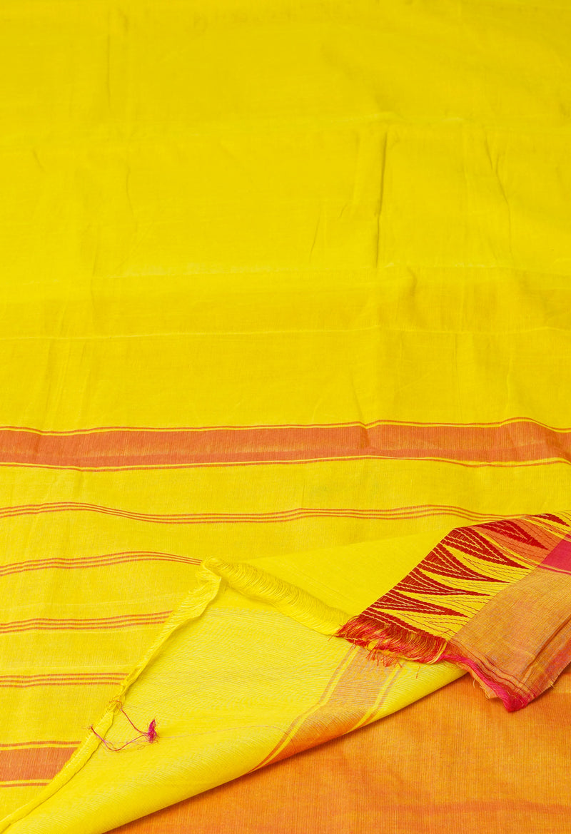 Yellow Pure Handloom Pavani Chettinad Cotton Saree-UNM73017