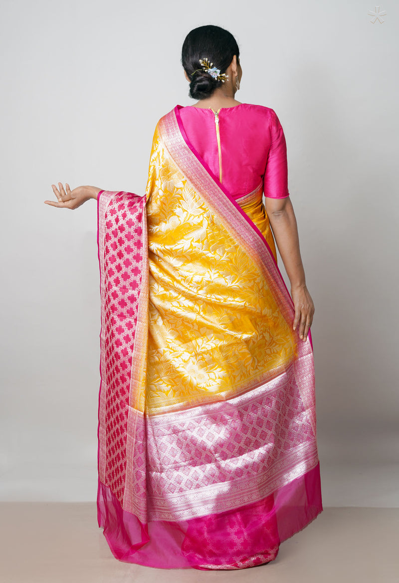 Yellow  Fancy Banarasi Silk Saree-UNM73026