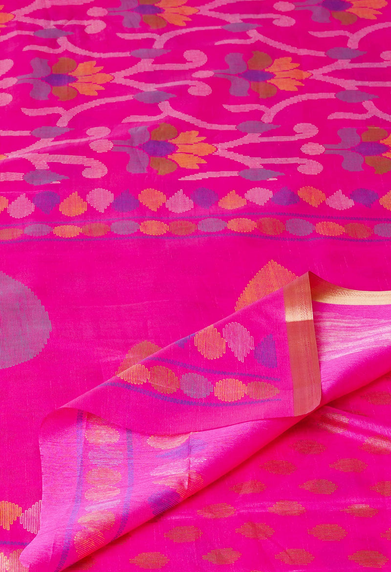 Pink  Fancy Banarasi Cotton Silk Saree-UNM73028