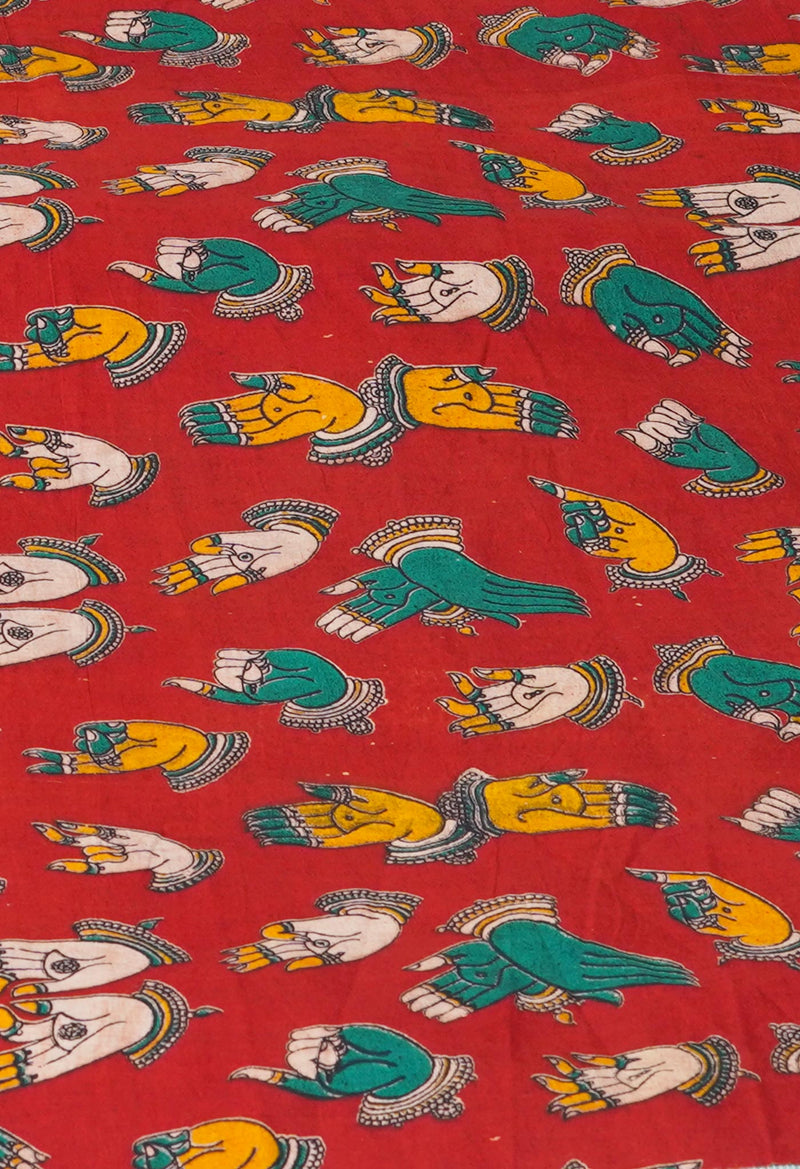 Green Pure  Block Printed  Kota  Cotton Saree-UNM73035
