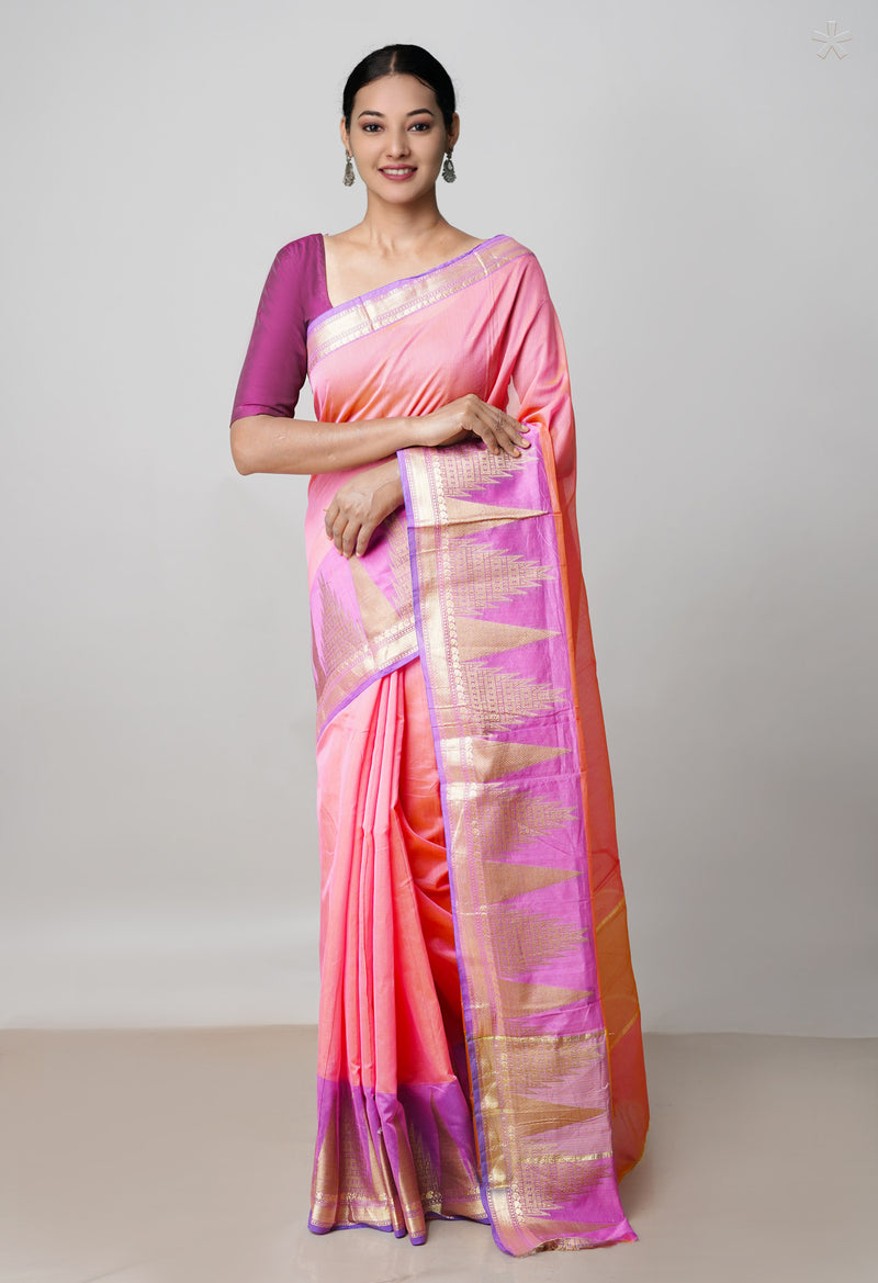 Peach Pink  Summer Bangalore Sico Saree-UNM73038
