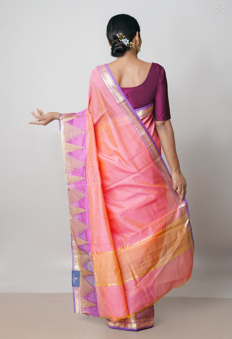 Peach Pink  Summer Bangalore Sico Saree-UNM73038