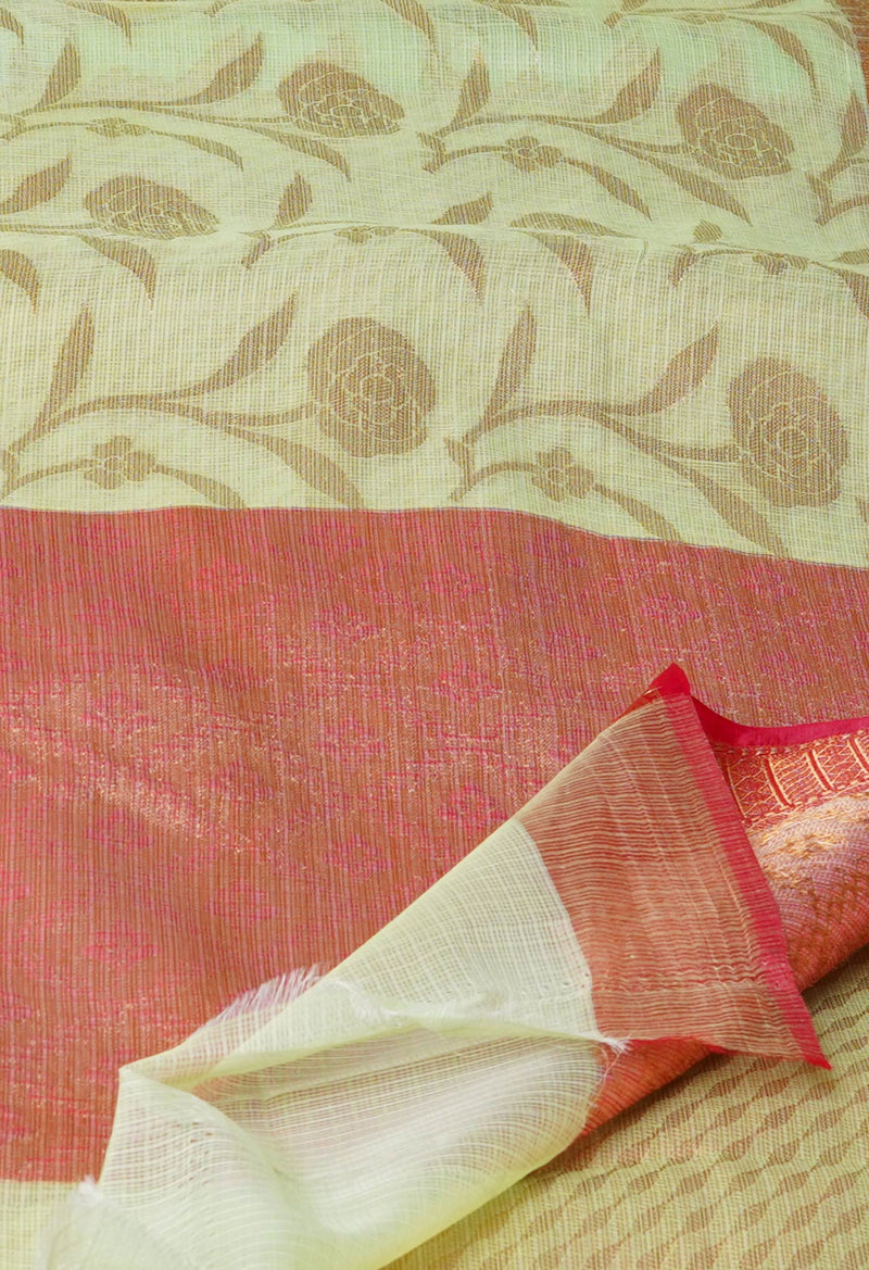 Green Pure  Banarasi Kota Cotton Saree-UNM73049