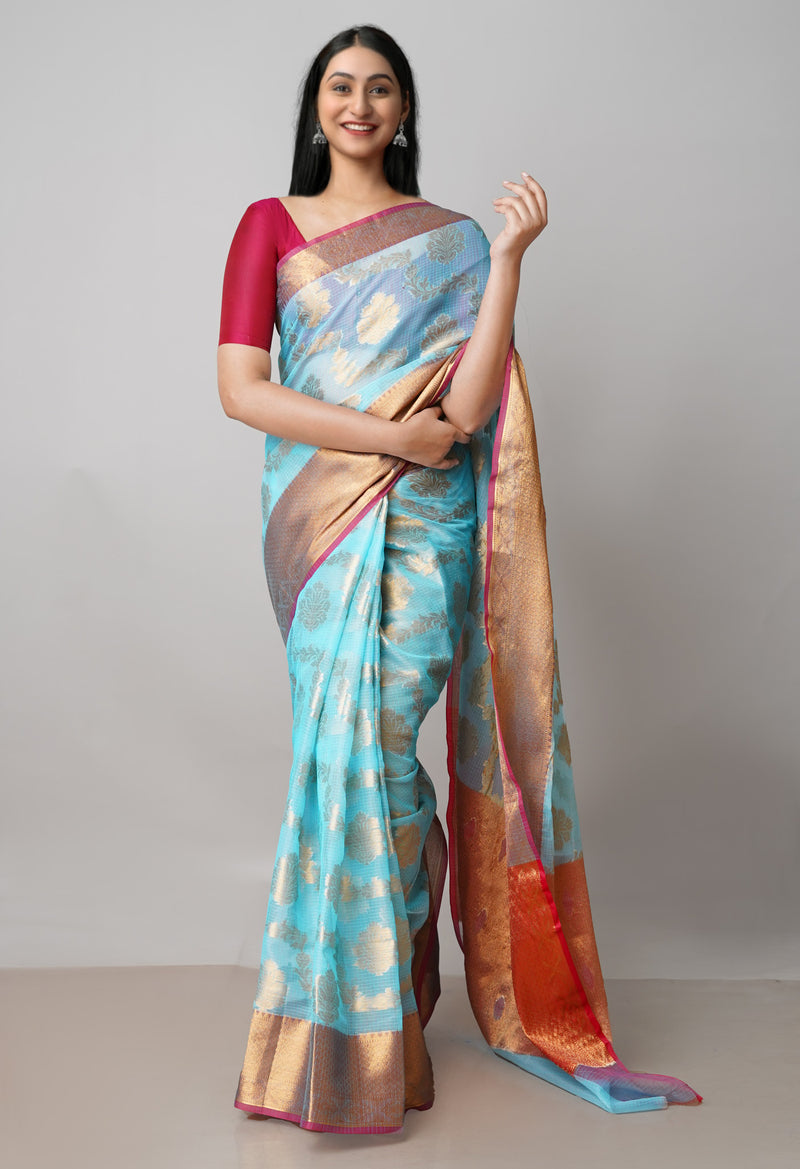 Blue Pure  Banarasi Kota Cotton Saree-UNM73050