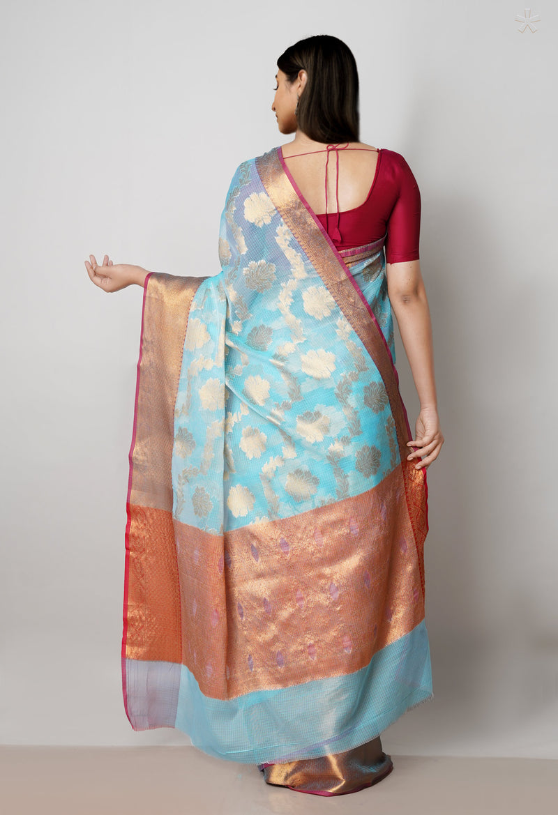 Blue Pure  Banarasi Kota Cotton Saree-UNM73050