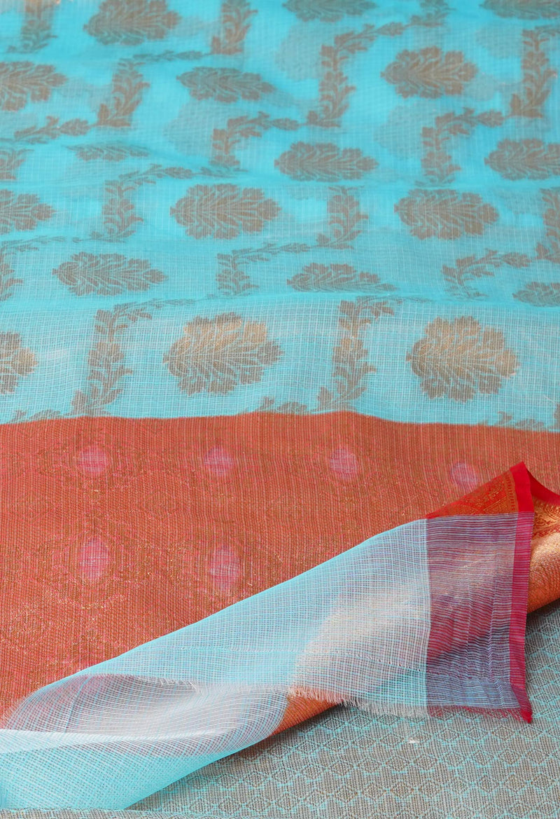 Blue Pure  Banarasi Kota Cotton Saree-UNM73050