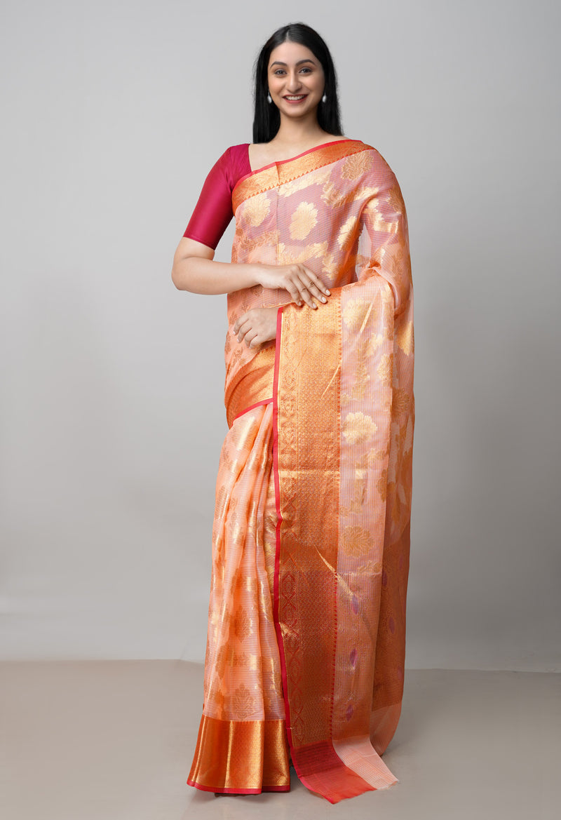 Orange Pure  Banarasi Kota Cotton Saree-UNM73051