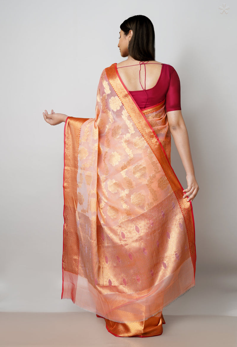 Orange Pure  Banarasi Kota Cotton Saree-UNM73051