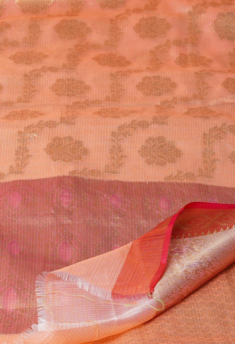 Orange Pure  Banarasi Kota Cotton Saree-UNM73051