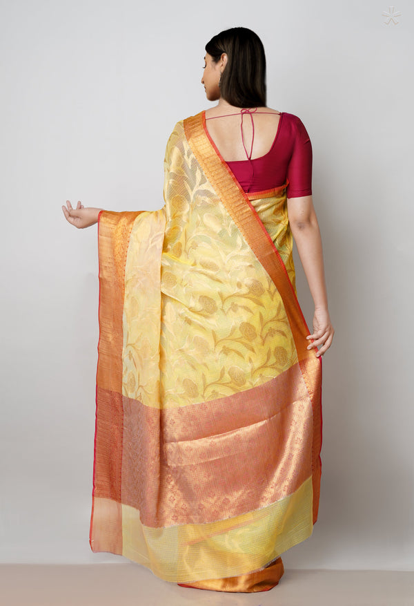 Yellow Pure  Banarasi Kota Cotton Saree-UNM73052
