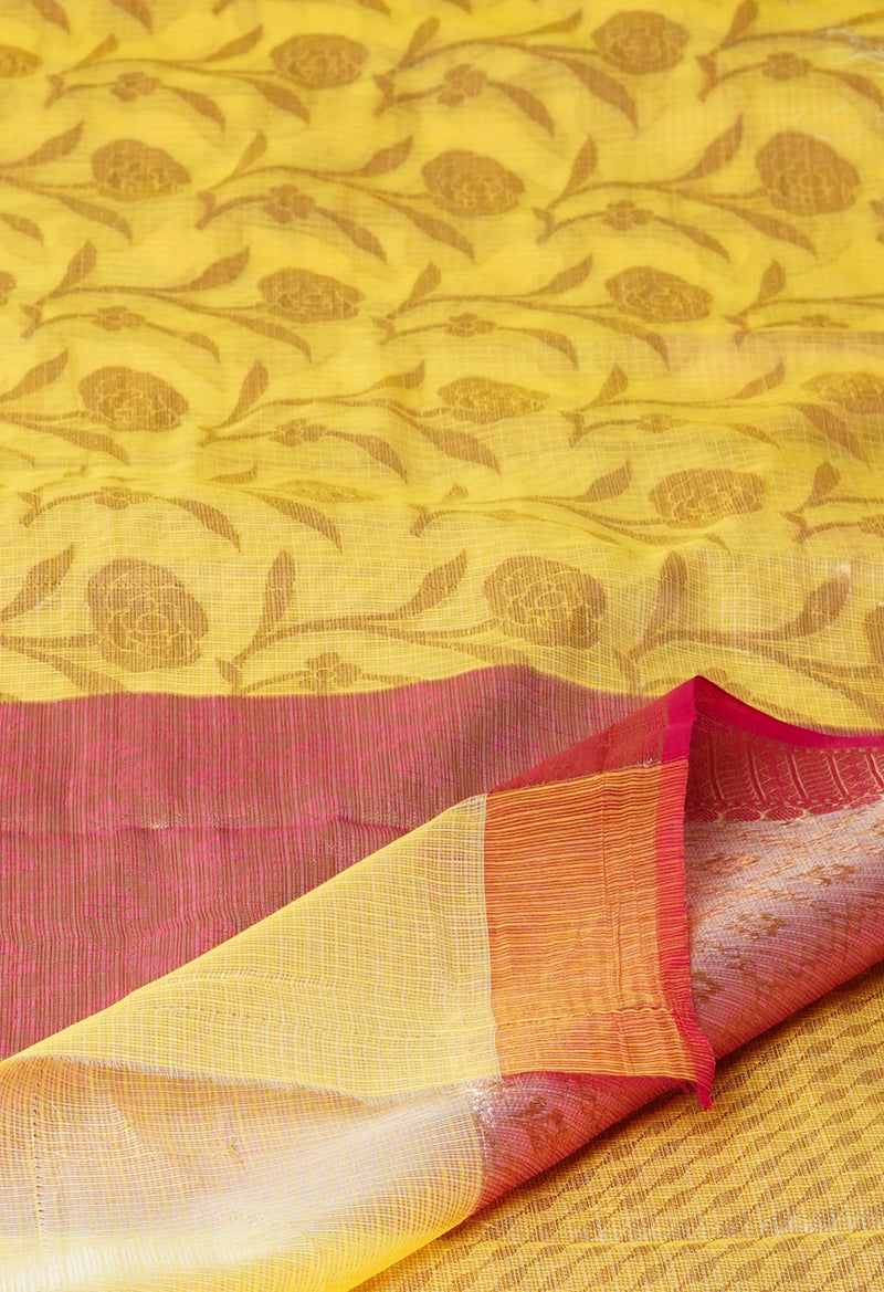 Yellow Pure  Banarasi Kota Cotton Saree-UNM73052