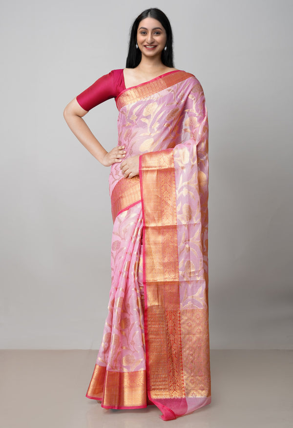 Pink Pure  Banarasi Kota Cotton Saree-UNM73053
