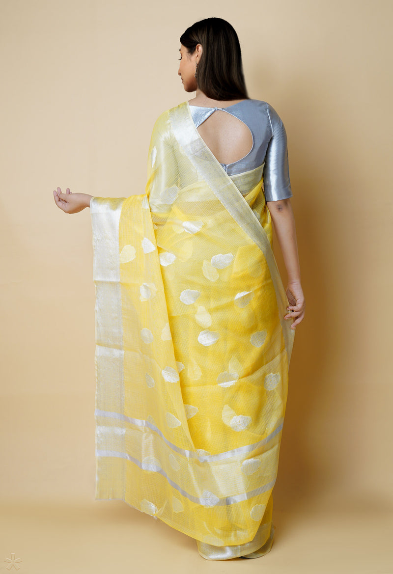 Yellow Pure  Banarasi Kota Cotton Saree-UNM73068