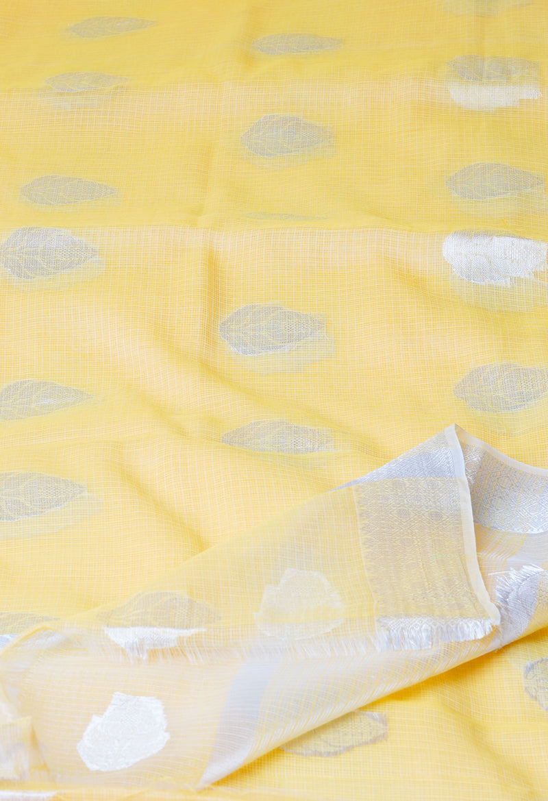 Yellow Pure  Banarasi Kota Cotton Saree-UNM73068