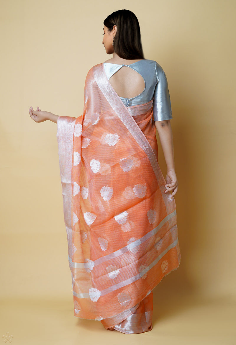 Orange Pure  Banarasi Kota Cotton Saree-UNM73071