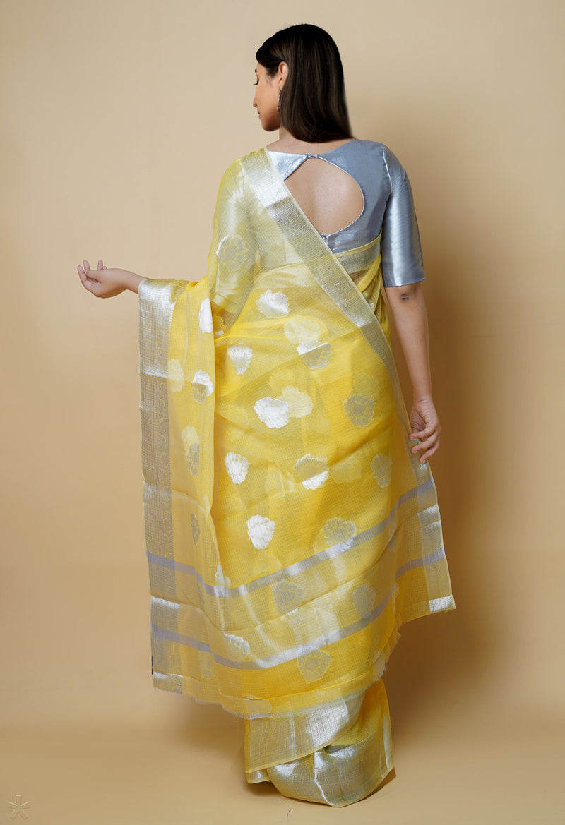 Yellow Pure  Banarasi Kota Cotton Saree-UNM73076