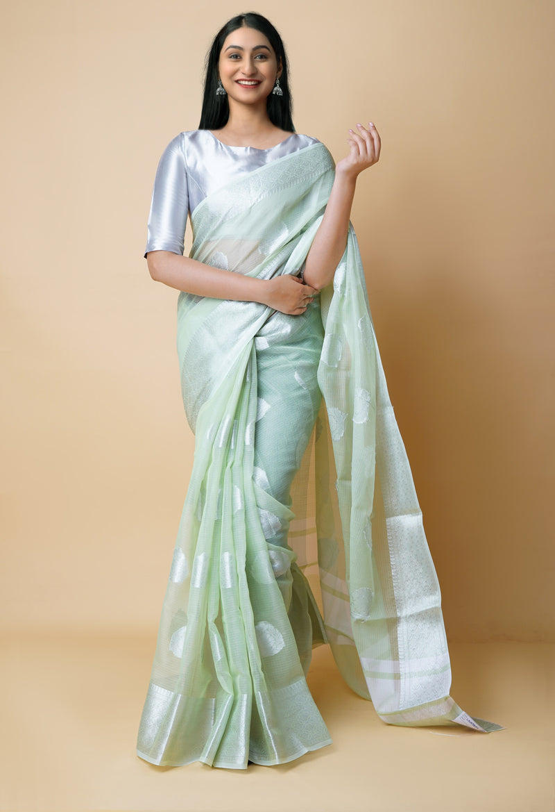 Green Pure  Banarasi Kota Cotton Saree-UNM73077