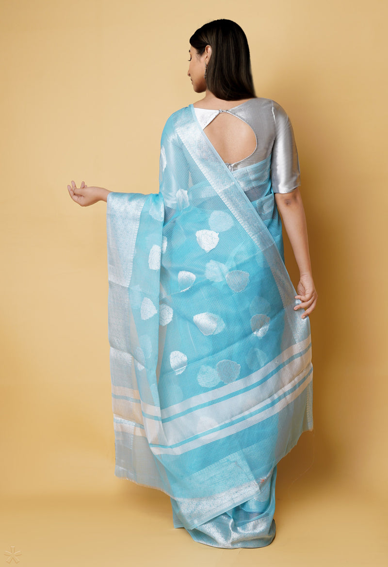 Blue Pure  Banarasi Kota Cotton Saree-UNM73078