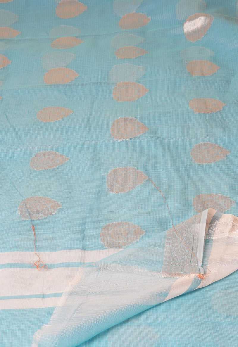 Blue Pure  Banarasi Kota Cotton Saree-UNM73078