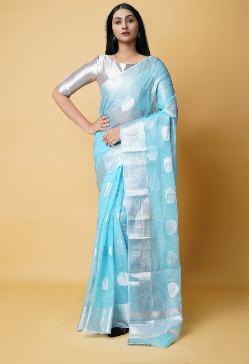 Blue Pure  Banarasi Kota Cotton Saree-UNM73079