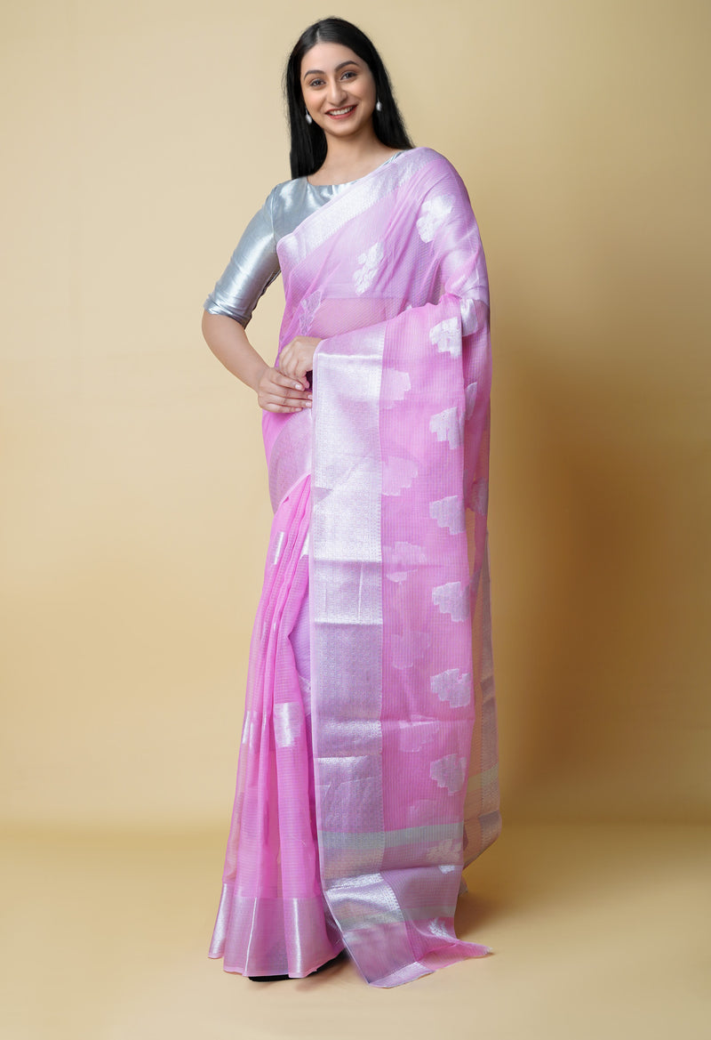 Pink Pure  Banarasi Kota Cotton Saree-UNM73082