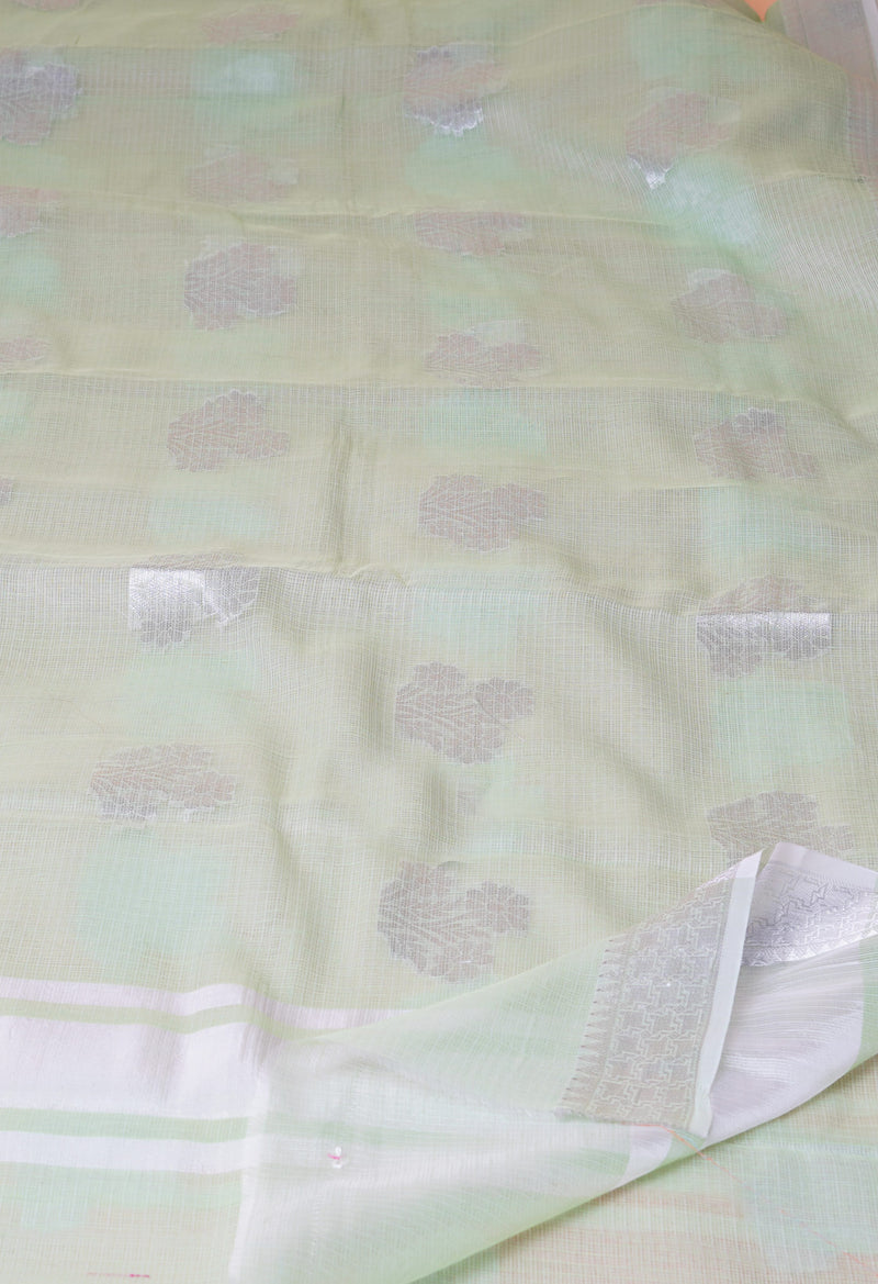 Green Pure  Banarasi Kota Cotton Saree-UNM73084
