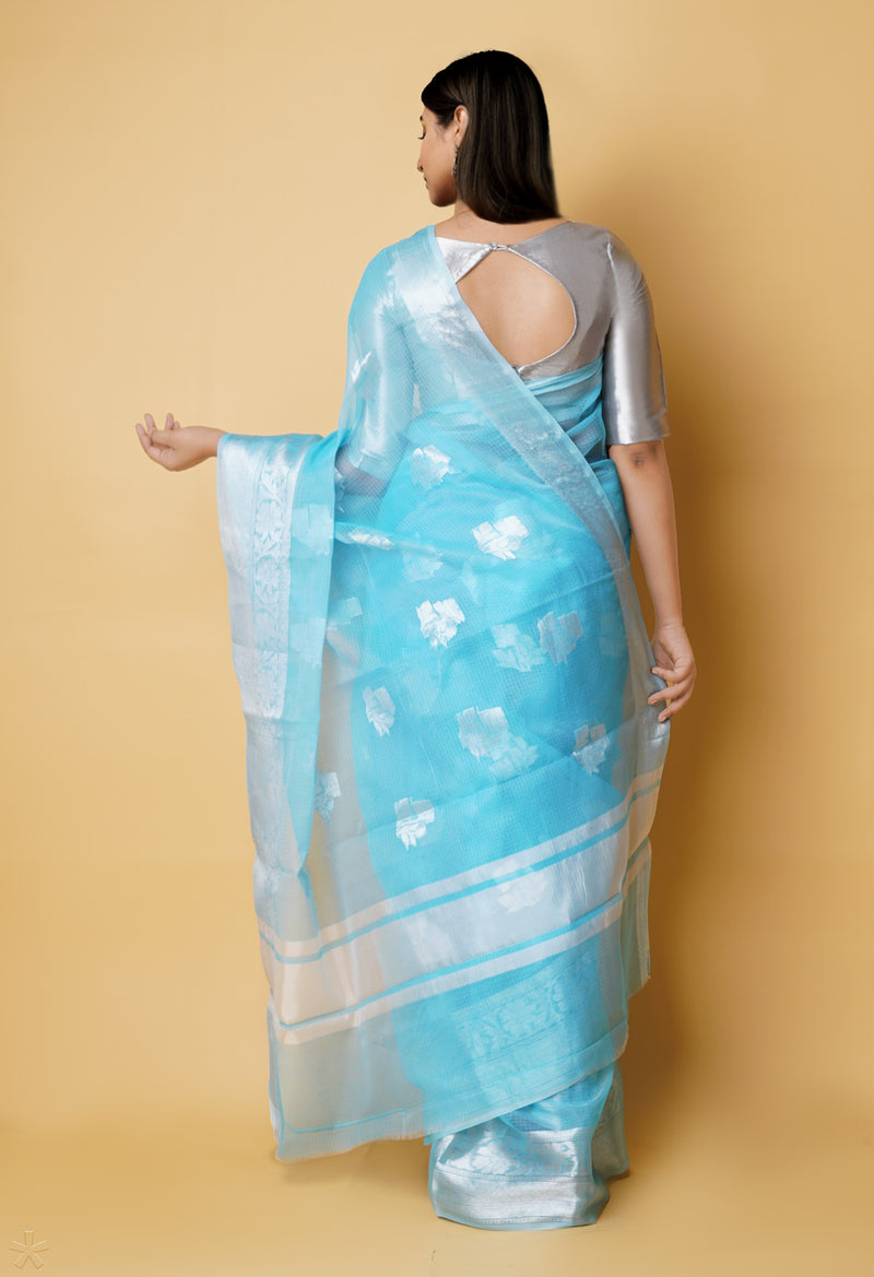 Blue Pure  Banarasi Kota Cotton Saree-UNM73091