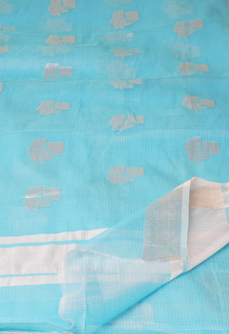 Blue Pure  Banarasi Kota Cotton Saree-UNM73091