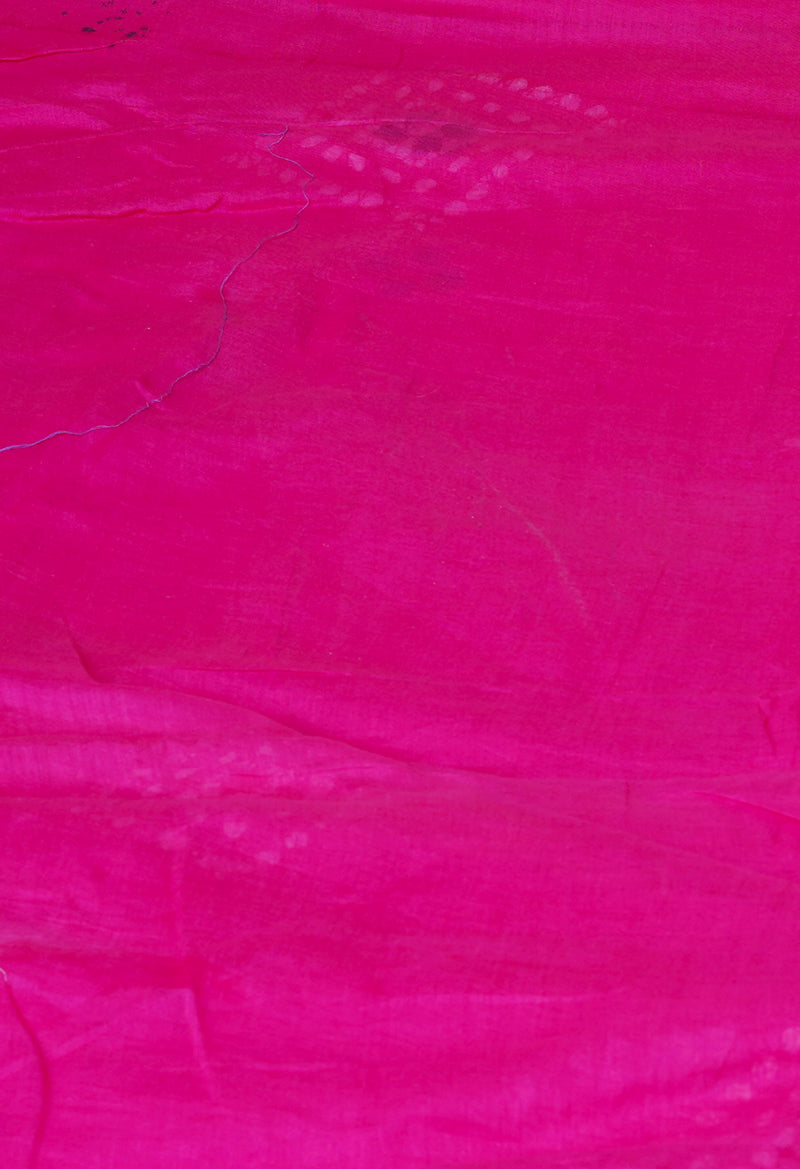 Pink Pure  Hand Batik Mulmul Cotton Saree-UNM73113