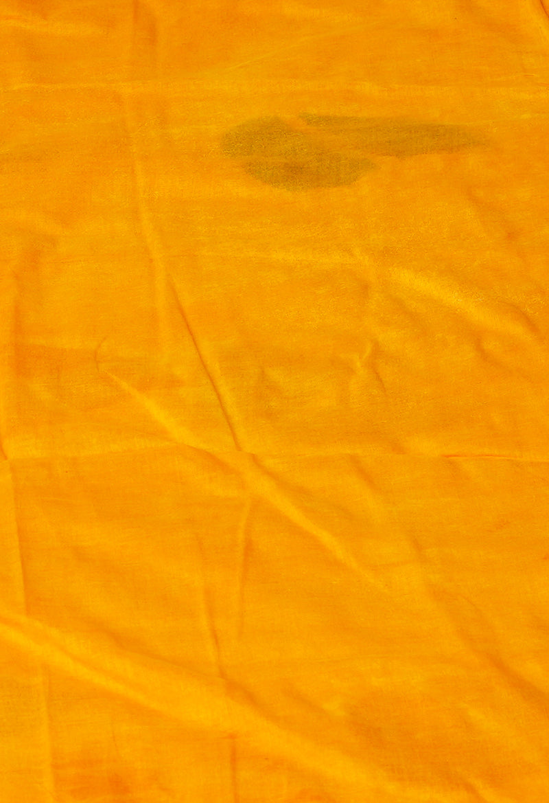 Yellow Pure  Hand Batik Mulmul Cotton Saree-UNM73119