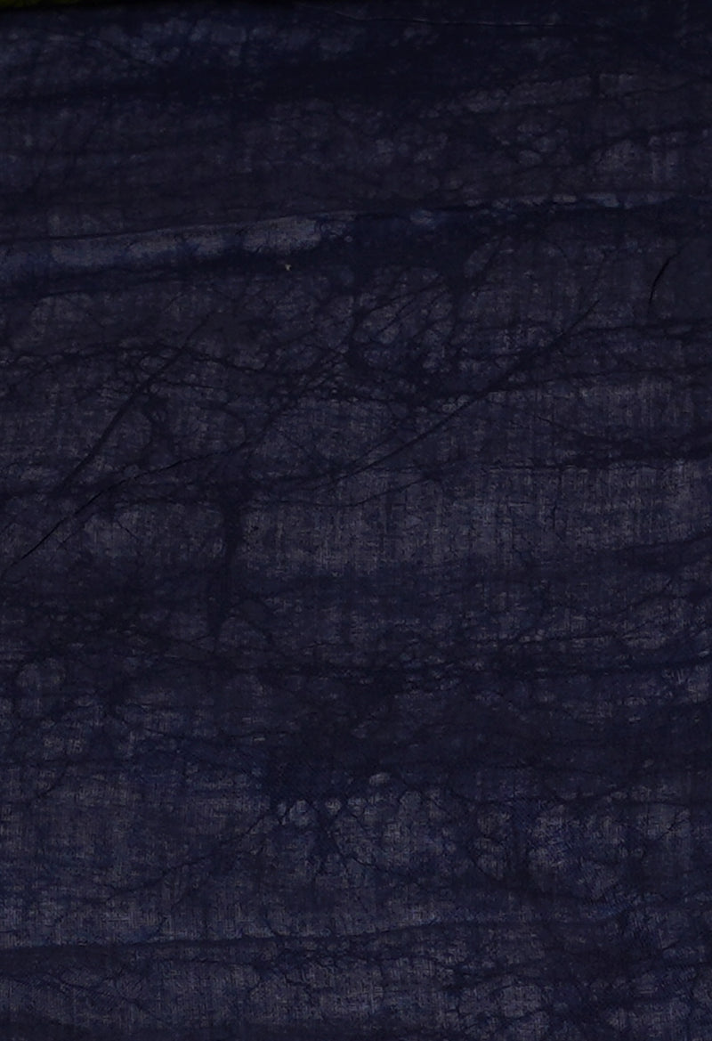 Navy Blue Pure  Hand Batik Mulmul Cotton Saree-UNM73135