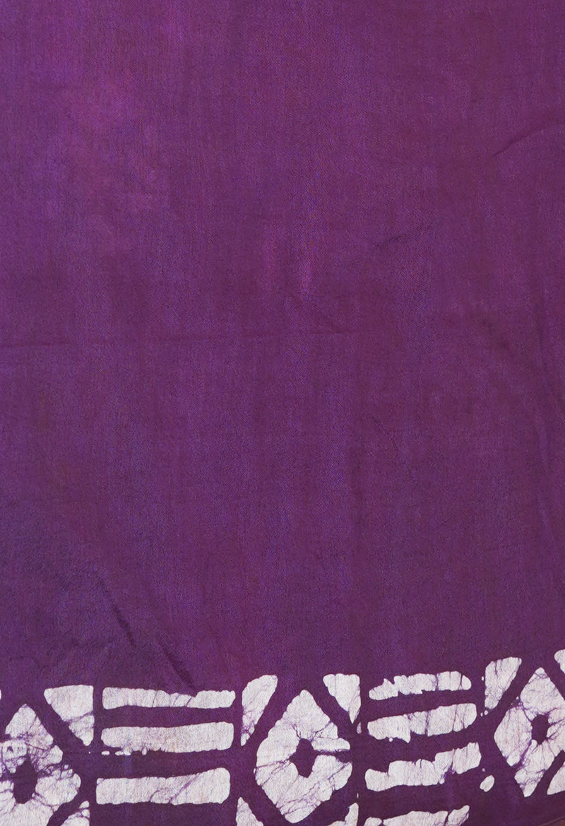 Maroon-Dark Purple  Batik Printed Chanderi Sico Saree-UNM73154
