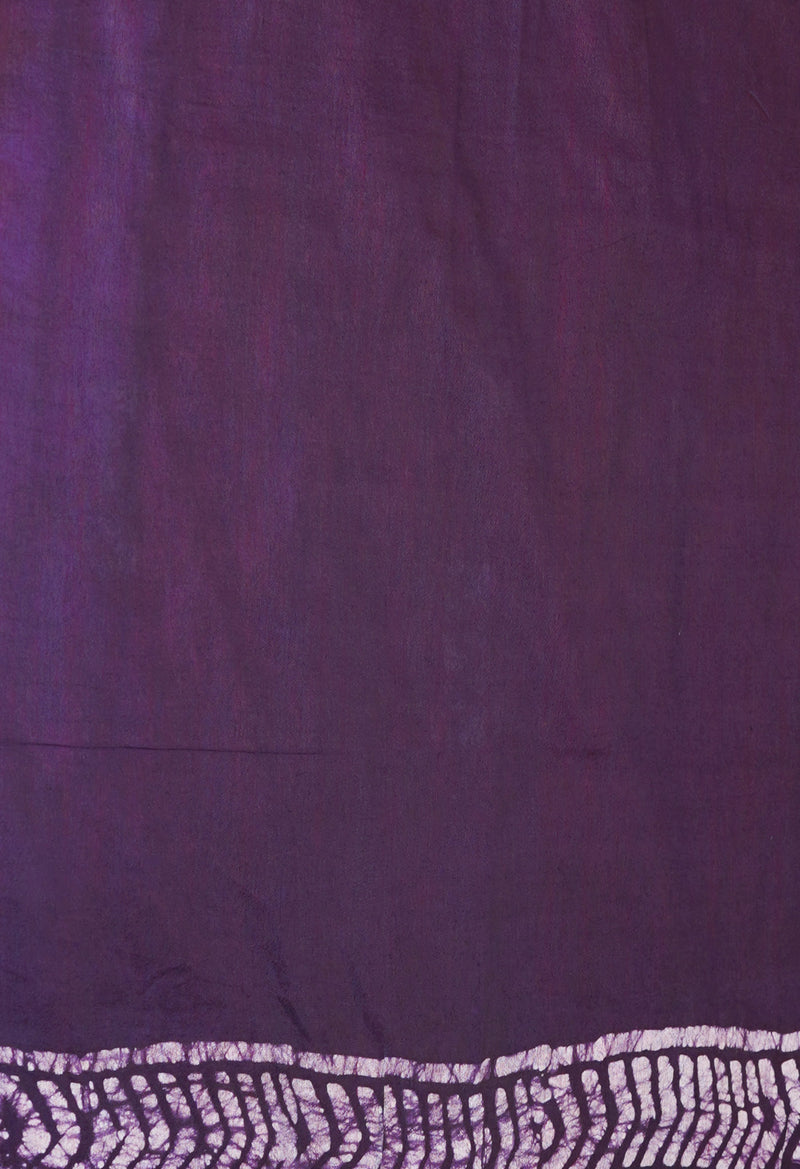 Pink-Dark Purple  Batik Printed Chanderi Sico Saree-UNM73177