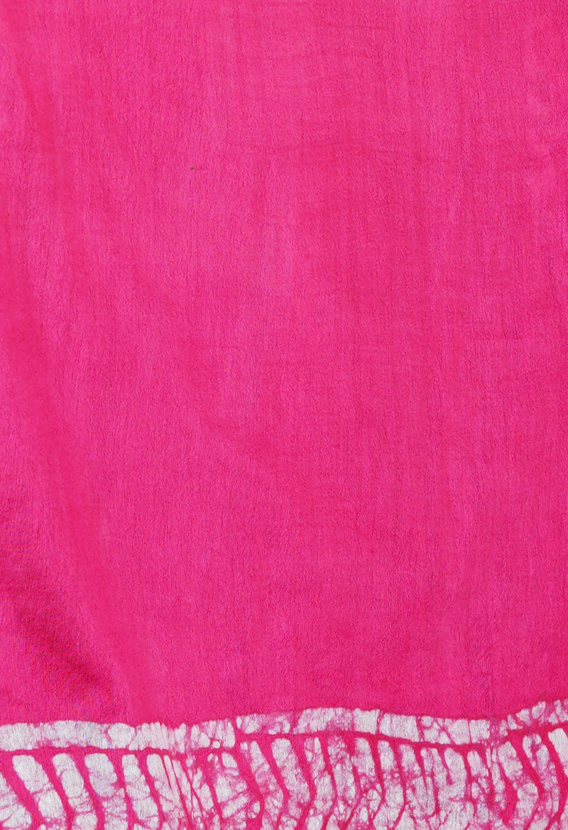 Navy Blue-Pink  Batik Printed Chanderi Sico Saree-UNM73178