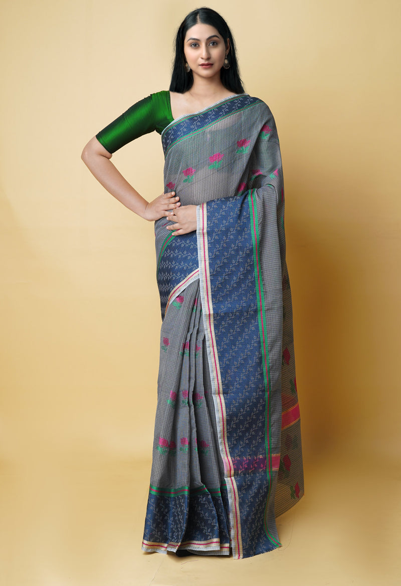 Grey Pure  Embroidery Kota Cotton Saree-UNM73231