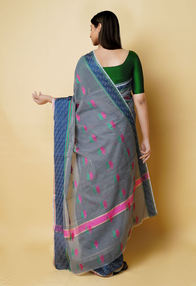 Grey Pure  Embroidery Kota Cotton Saree-UNM73231