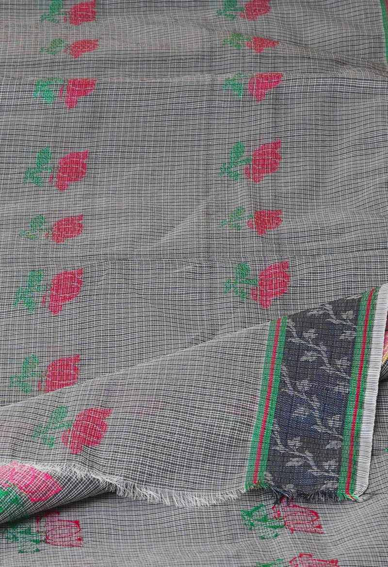Grey Pure  Embroidery Kota Cotton Saree-UNM73231