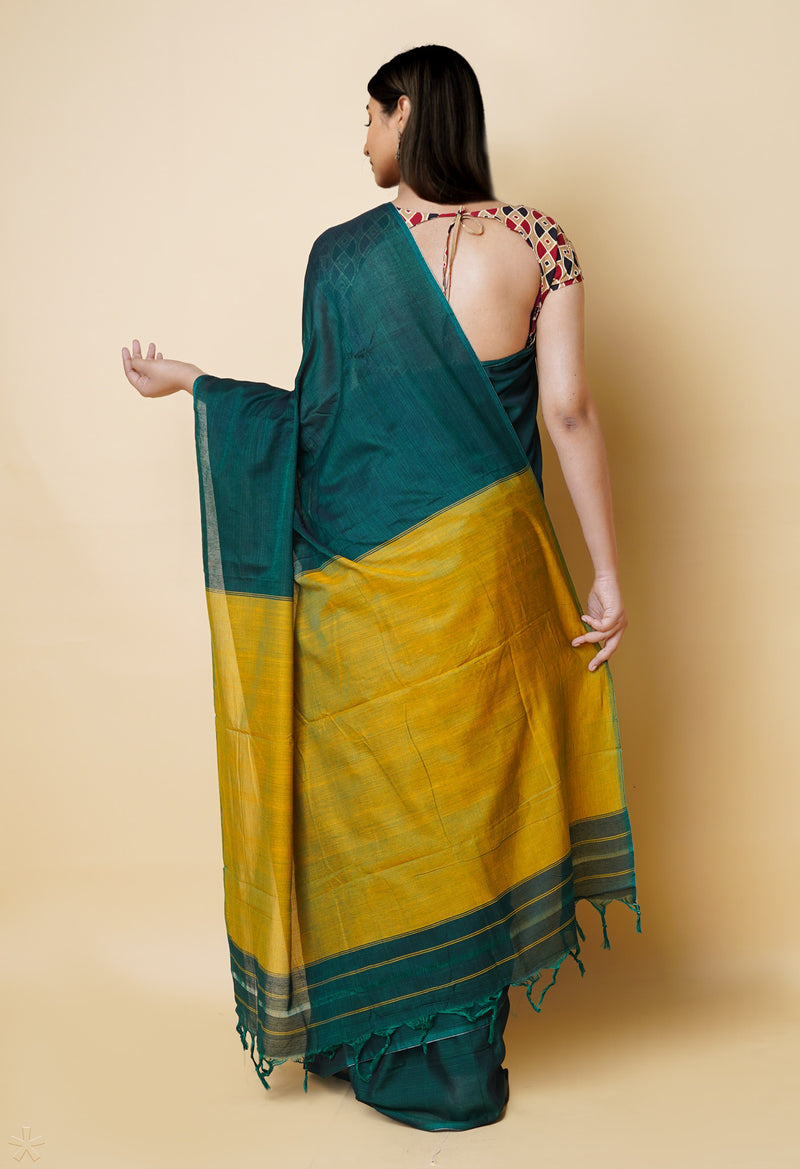 Dark Green Pure Handloom Pavani Narayanpet Cotton Saree-UNM73232