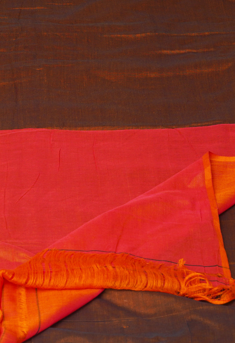 Clay Orange Pure Handloom Pavani Narayanpet Cotton Saree-UNM73233