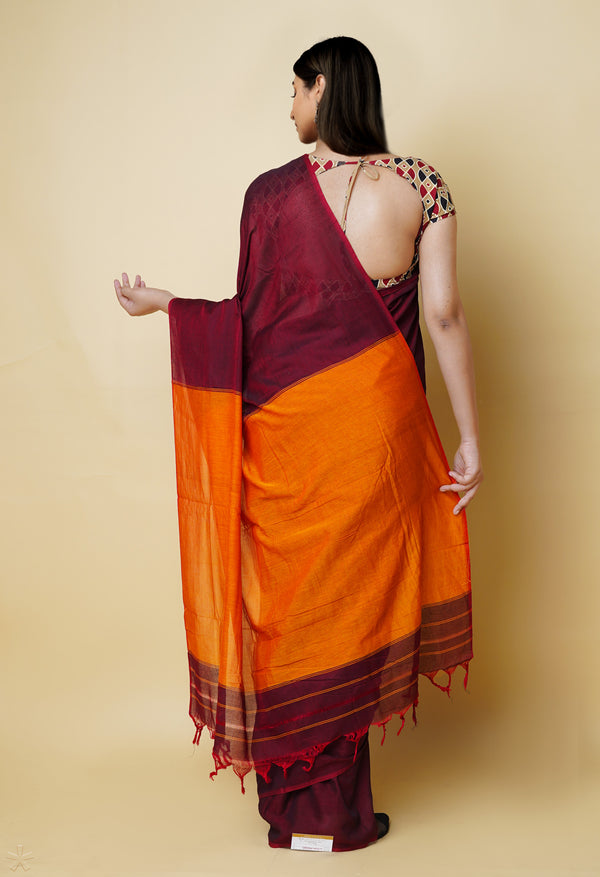Maroon Pure Handloom Pavani Narayanpet Cotton Saree-UNM73235