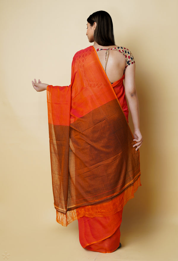 Orange Pure Handloom Pavani Narayanpet Cotton Saree-UNM73236