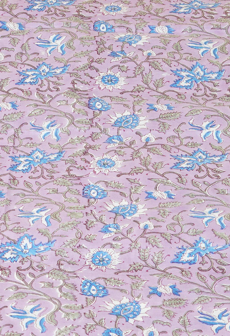 Purple Pure  Block Printed Kota Cotton Saree With Cotton Blouse Piece-UNM73277