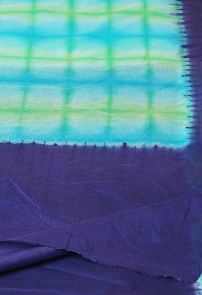 Multi Pure  Shibori Printed superfine Mulmul Cotton Saree-UNM73307
