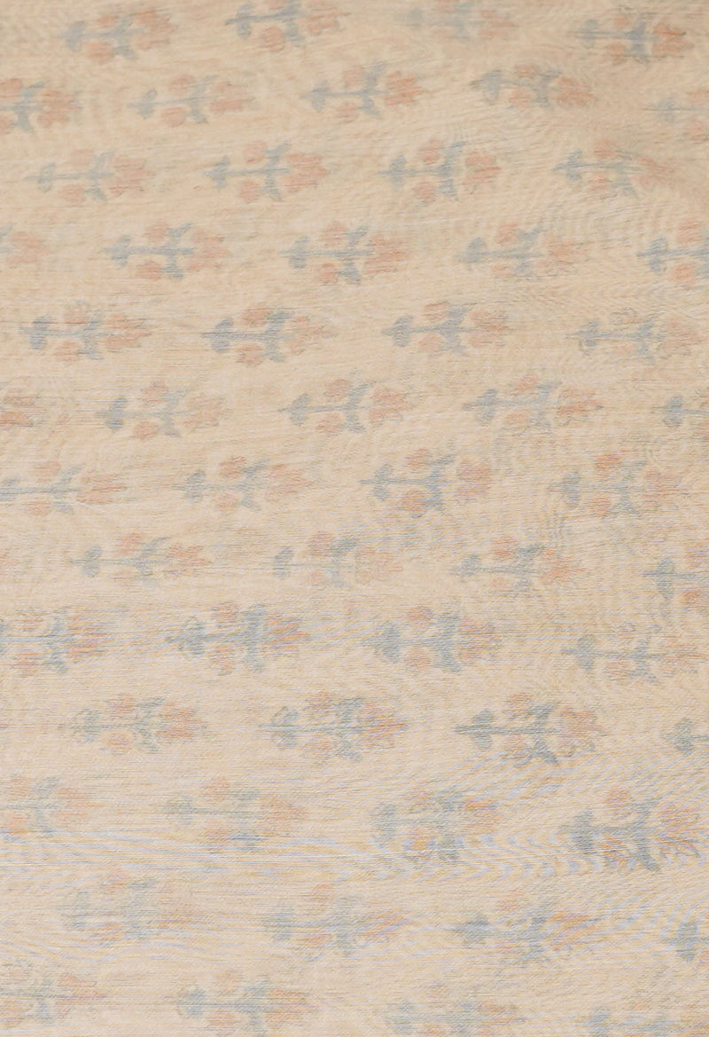 Cream Pure  Dyed Printed Chanderi Sico Saree-UNM73359
