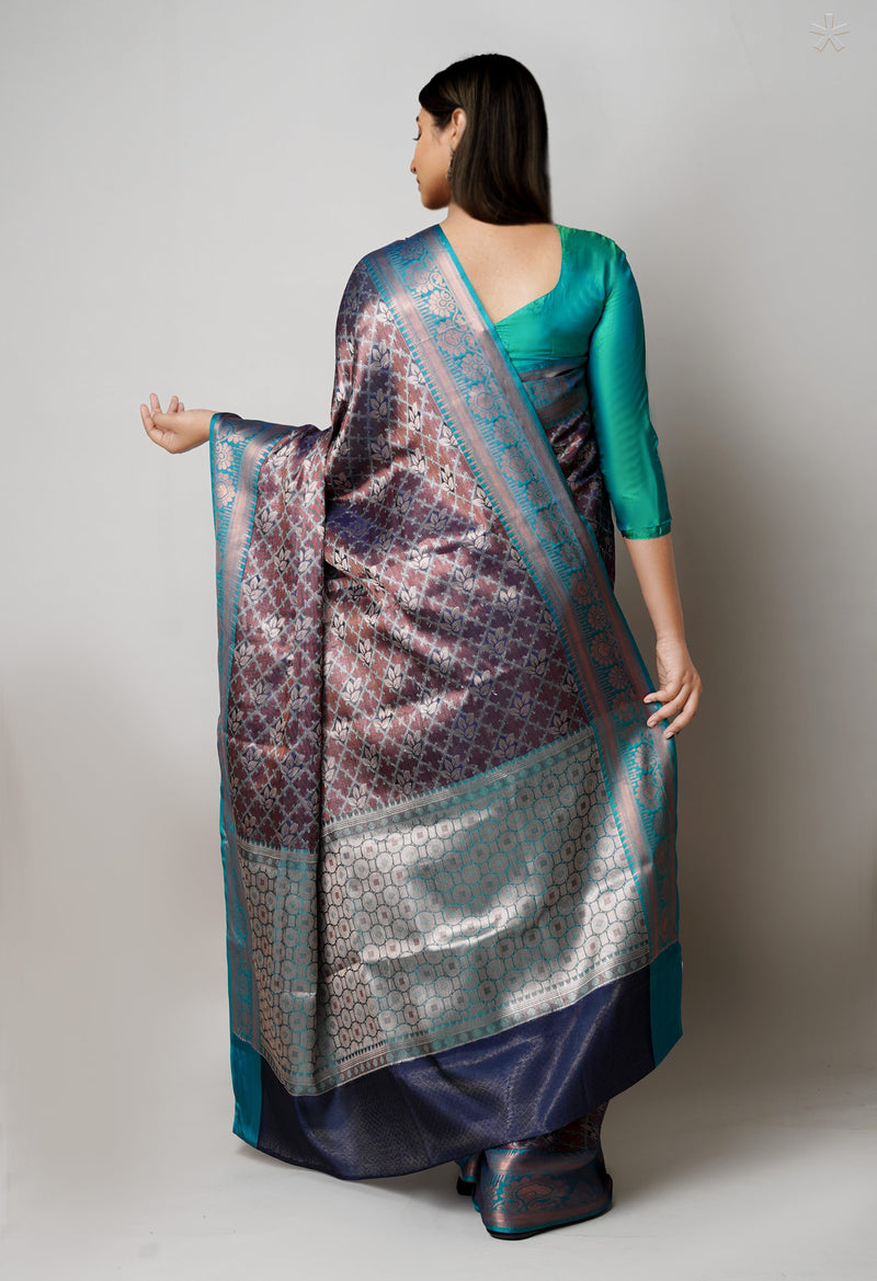 Navy Blue  Brocade Banarasi Sico Saree-UNM73374