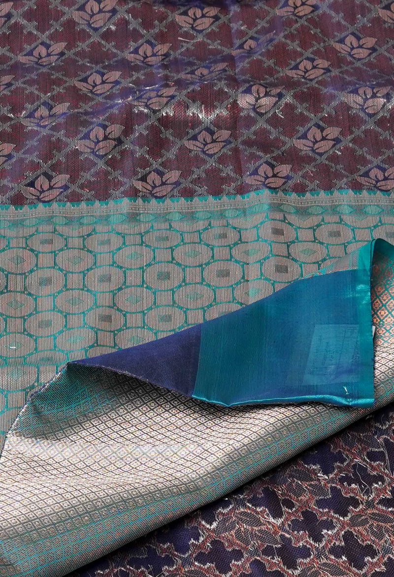Navy Blue  Brocade Banarasi Sico Saree-UNM73374