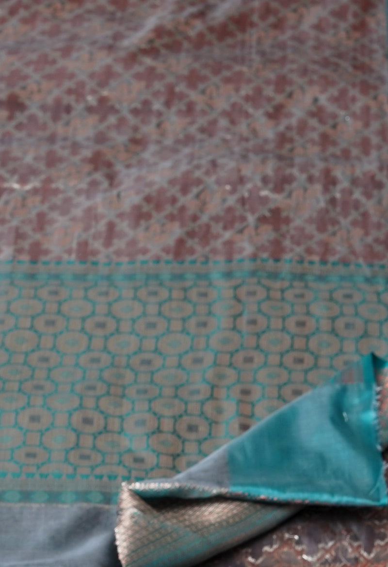Grey  Brocade Banarasi Sico Saree-UNM73375